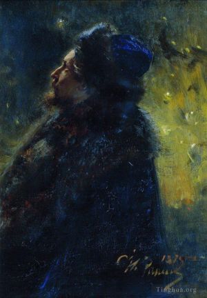 Ilya Repin œuvres - Portrait du peintre Viktor Mikhaïlovitch Vasnetsov étude pour le tableau Sadko sous l'eau 1875