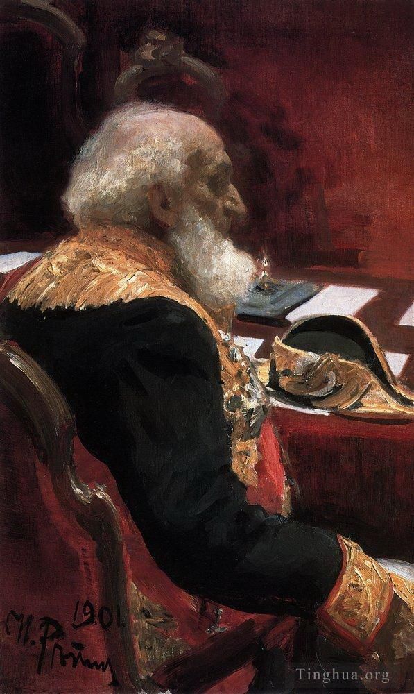 Ilya Repin Peinture à l'huile - Portrait du membre honoraire de l'académie des sciences et de l'académie des arts pp semenov tian