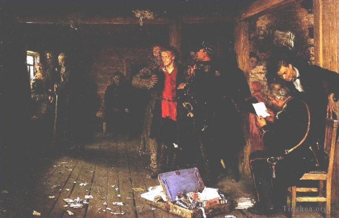 Ilya Repin Peinture à l'huile - Mettre un propagandiste en état d'arrestation 1892