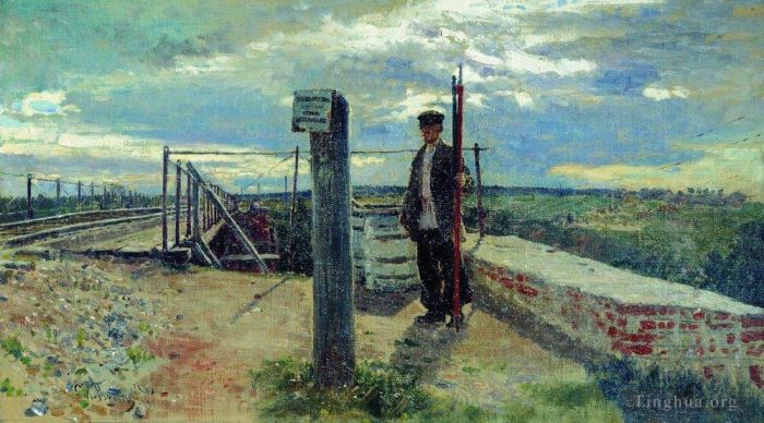 Ilya Repin Peinture à l'huile - Garde ferroviaire Hotkovo 1882