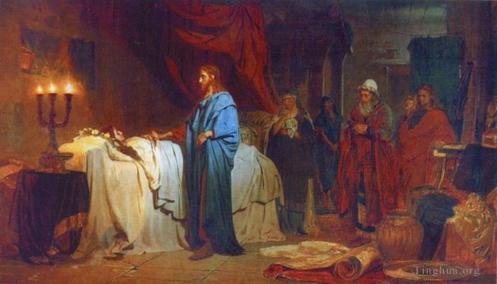 Ilya Repin Peinture à l'huile - Élevage de la fille de Jaïrus 1871