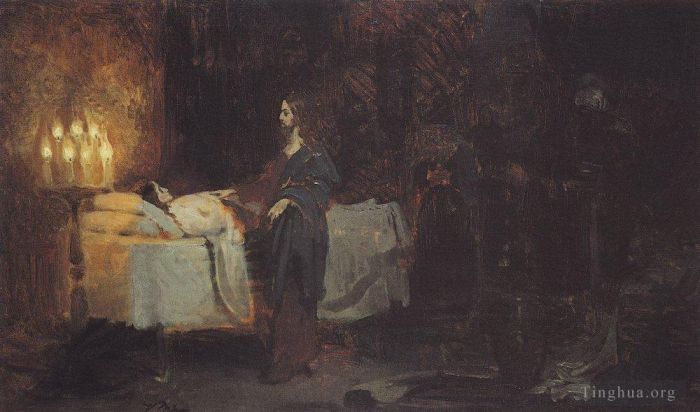 Ilya Repin Peinture à l'huile - Élevage de la fille de Jaïrus1871