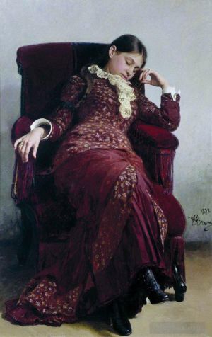 Ilya Repin œuvres - Portrait de repos de Vera Repina, épouse de l'artiste 1882