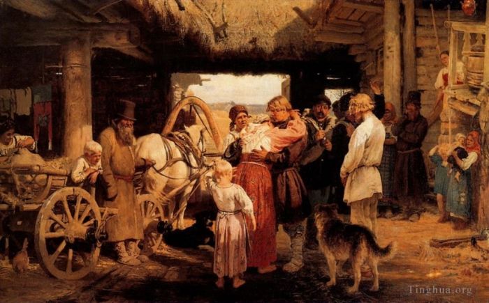 Ilya Repin Peinture à l'huile - Expulsion de la recrue 1879