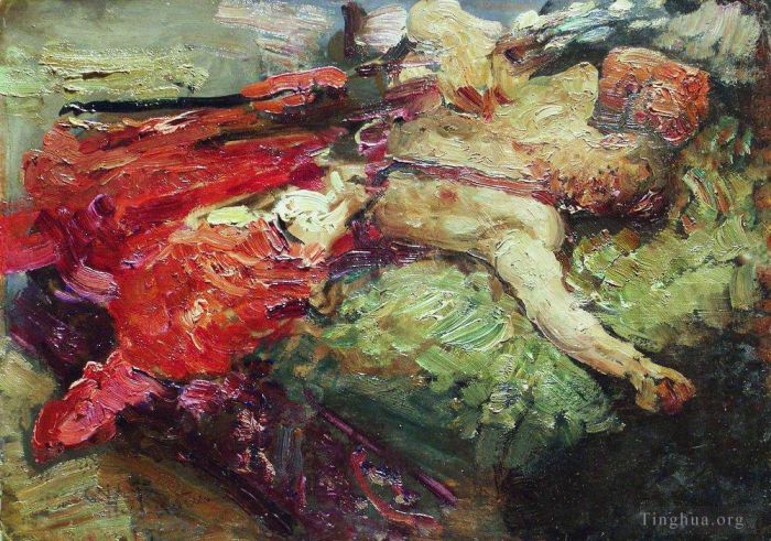 Ilya Repin Peinture à l'huile - Cosaque endormi 1914