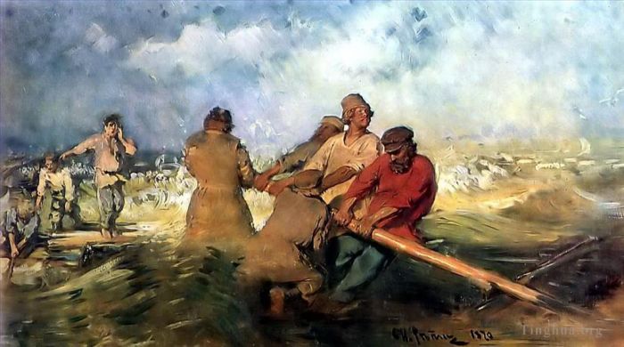 Ilya Repin Peinture à l'huile - Tempête sur la Volga 1891