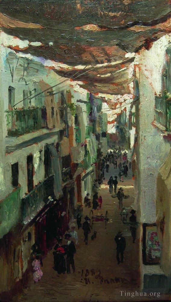 Ilya Repin Peinture à l'huile - Rue des serpents à Séville 1883