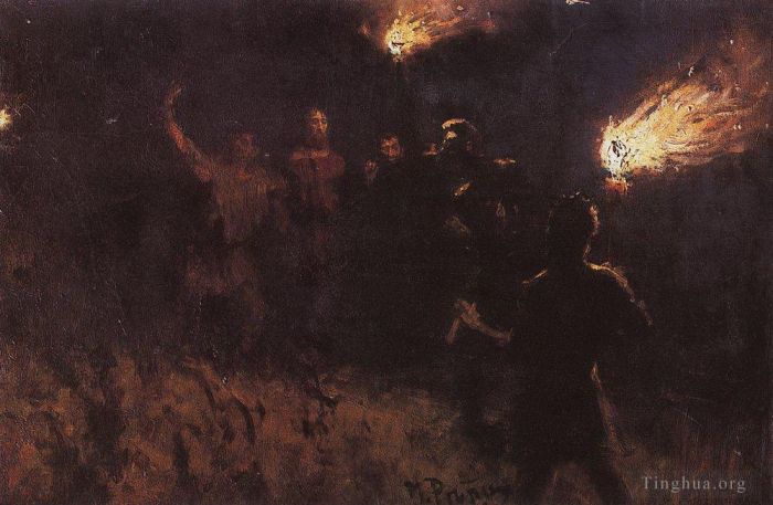 Ilya Repin Peinture à l'huile - Mettre le Christ en garde à vue 1886