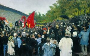 Ilya Repin œuvres - La réunion commémorative annuelle près du mur des communards au cimetière du père lachaise en 1883