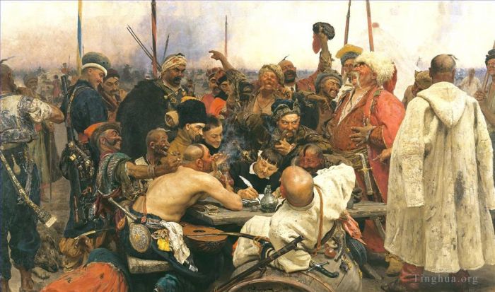 Ilya Repin Peinture à l'huile - Réponse des cosaques zaporogues au sultan Mehmed IV de l'Empire ottoman