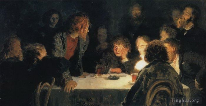 Ilya Repin Peinture à l'huile - La réunion révolutionnaire 1883