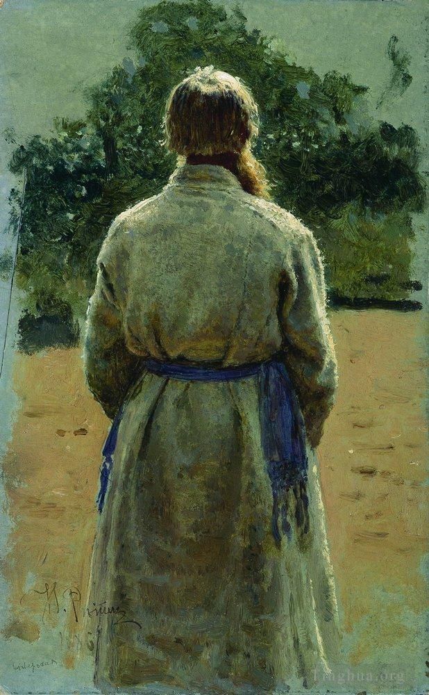Ilya Repin Peinture à l'huile - Le sergent de dos éclairé par le soleil 1885