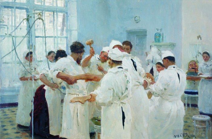 Ilya Repin Peinture à l'huile - Le chirurgien e Pavlov au bloc opératoire 1888