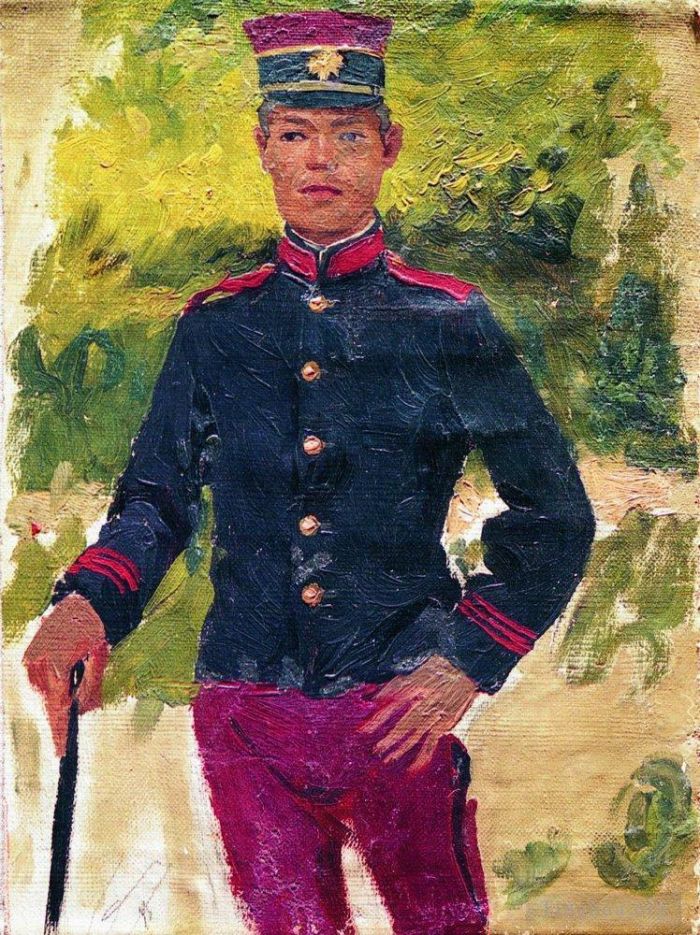 Ilya Repin Peinture à l'huile - Le jeune soldat à la parisienne