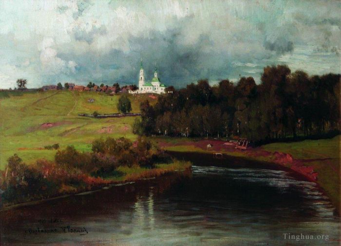 Ilya Repin Peinture à l'huile - Vue du village Varvarino 1878