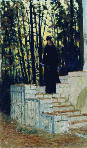 Ilya Repin œuvres - Figure féminine dans un paysage 1883