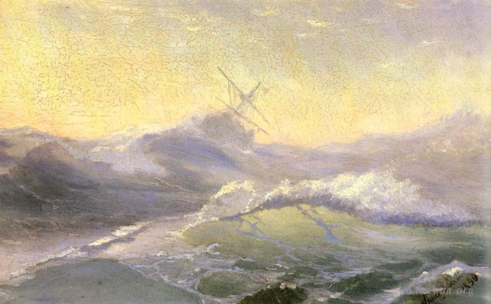 Ivan Konstantinovich Aivazovsky Peinture à l'huile - Paysage marin contre vents et marées