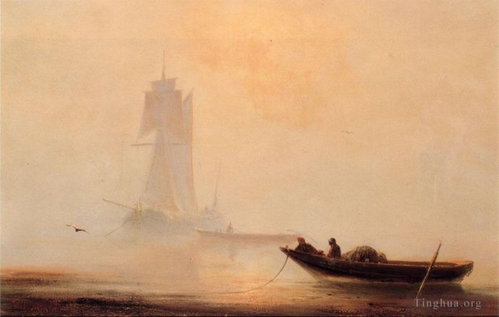 Ivan Konstantinovich Aivazovsky Peinture à l'huile - Bateaux de pêche dans un port