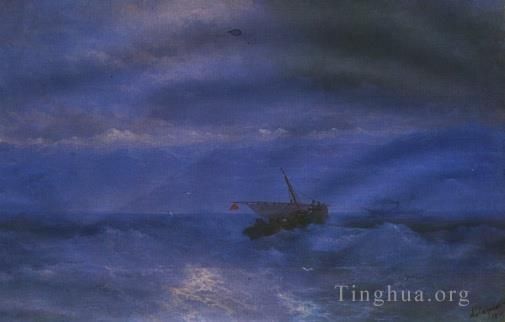 Ivan Konstantinovich Aivazovsky Peinture à l'huile - Caucase vu de la mer 189IBI