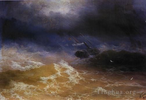 Ivan Konstantinovich Aivazovsky Peinture à l'huile - Tempête sur mer 189IBI paysage marin