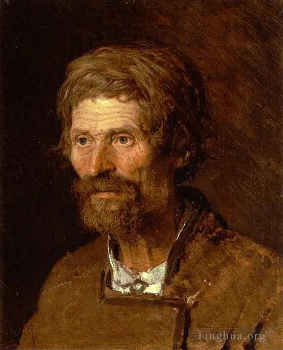 Ivan Kramskoi Peinture à l'huile - Tête d'un vieux paysan ukrainien