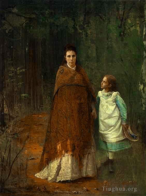 Ivan Kramskoi Peinture à l'huile - Dans le parc Portrait de l'épouse et de la fille de l'artiste