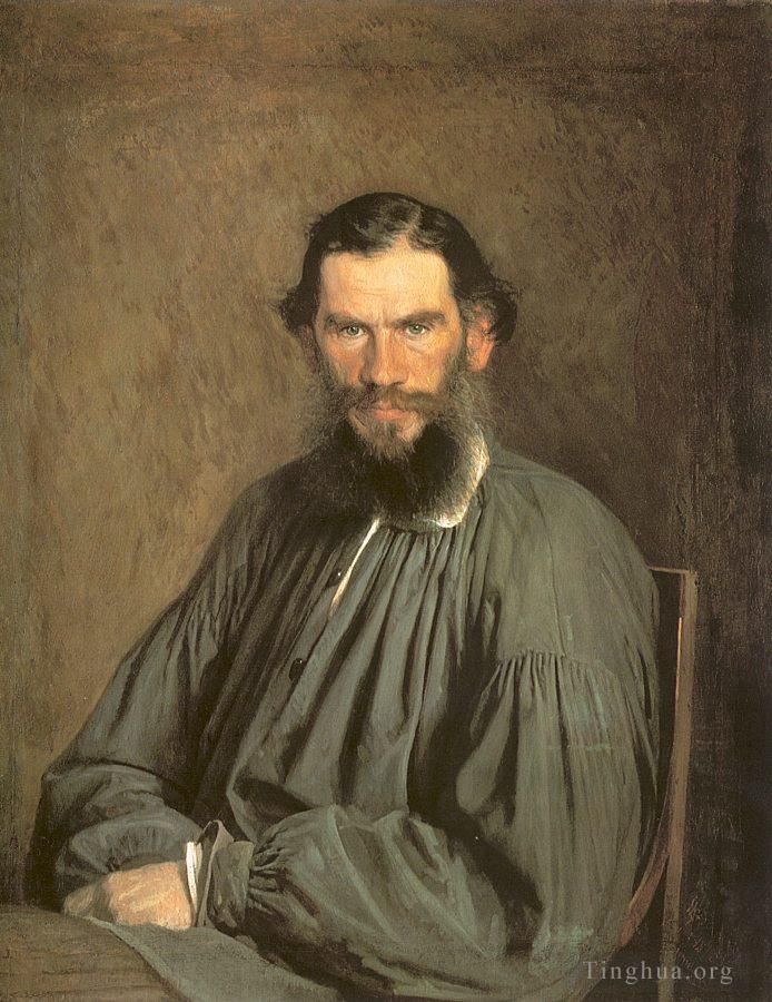 Ivan Kramskoi Peinture à l'huile - Portrait de l'écrivain Léon Tolstoï