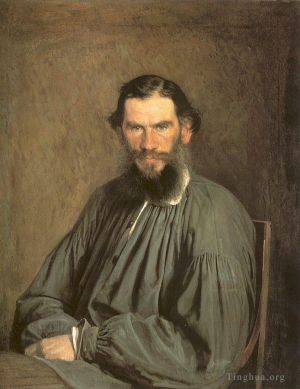 Ivan Kramskoi œuvres - Portrait de l'écrivain Léon Tolstoï