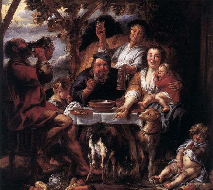 Jacob Jordaens Peinture à l'huile - Manger l'homme