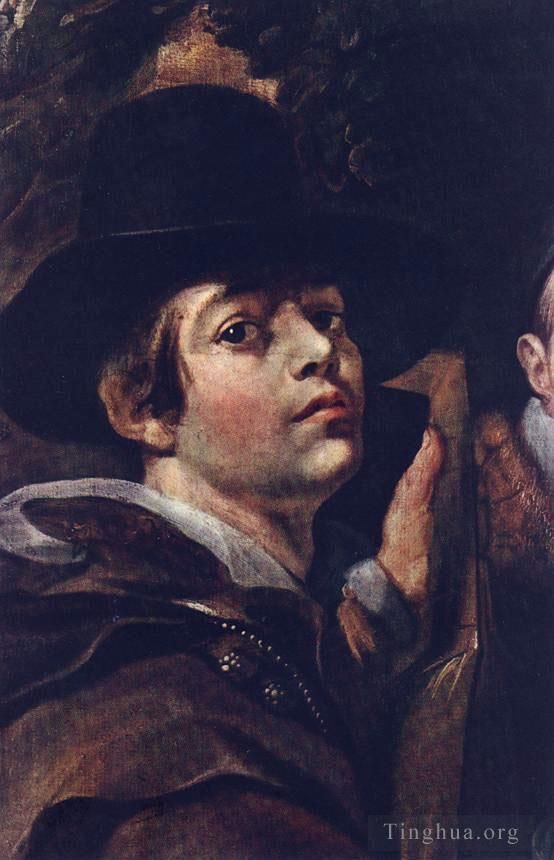 Jacob Jordaens Peinture à l'huile - Autoportrait entre parents, frères et sœurs, détail