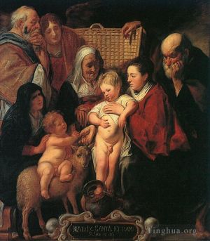 Jacob Jordaens œuvres - La Sainte Famille avec Sainte Anne la Jeune Baptiste et ses parents