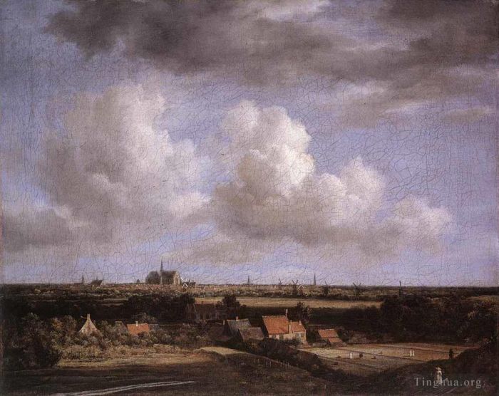 Jacob van Ruisdael Peinture à l'huile - Paysage avec vue sur Haarlem