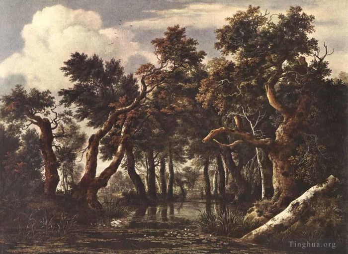 Jacob van Ruisdael Peinture à l'huile - Le marais dans une forêt