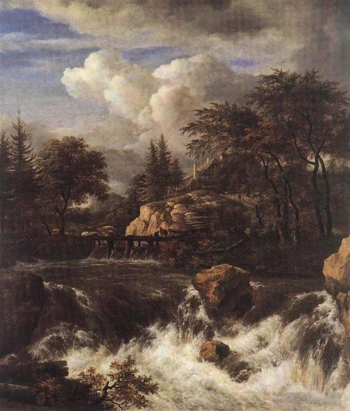 Jacob van Ruisdael Peinture à l'huile - Cascade DANS UN Paysage Rocheux