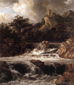 Jacob van Ruisdael œuvres - Cascade avec château construit sur le rocher