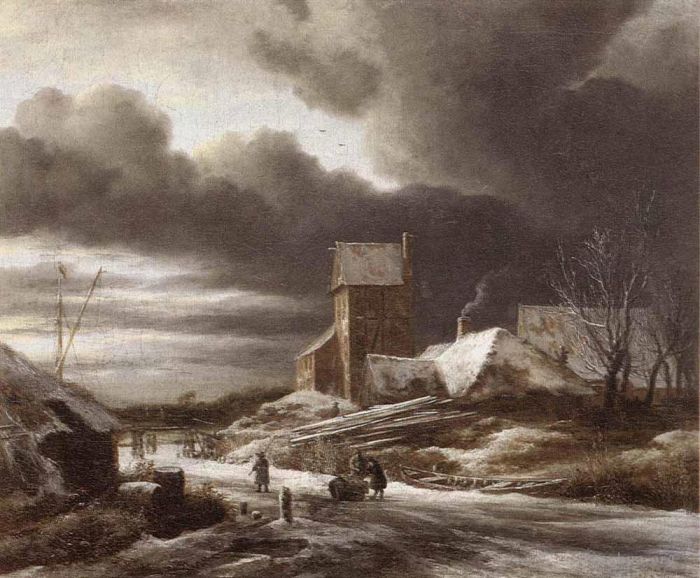 Jacob van Ruisdael Peinture à l'huile - Paysage d'hiver