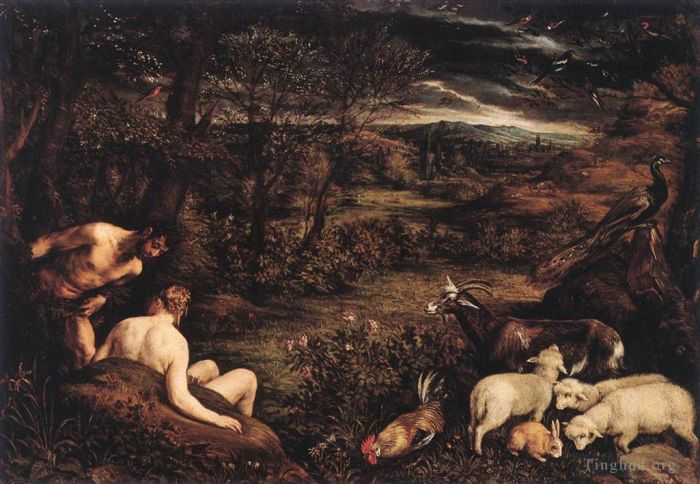 Jacopo dal Ponte Peinture à l'huile - Jardin d'Eden