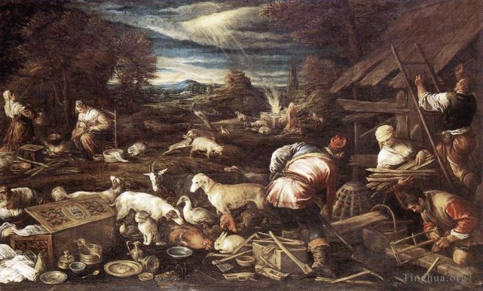 Jacopo dal Ponte Peinture à l'huile - Le sacrifice de Noé