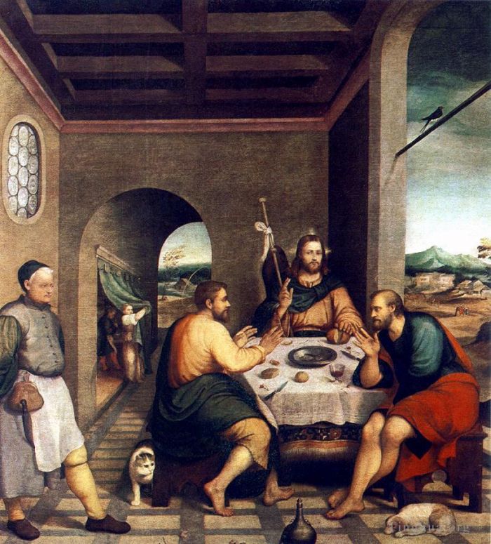 Jacopo dal Ponte Peinture à l'huile - Souper à Emmaüs