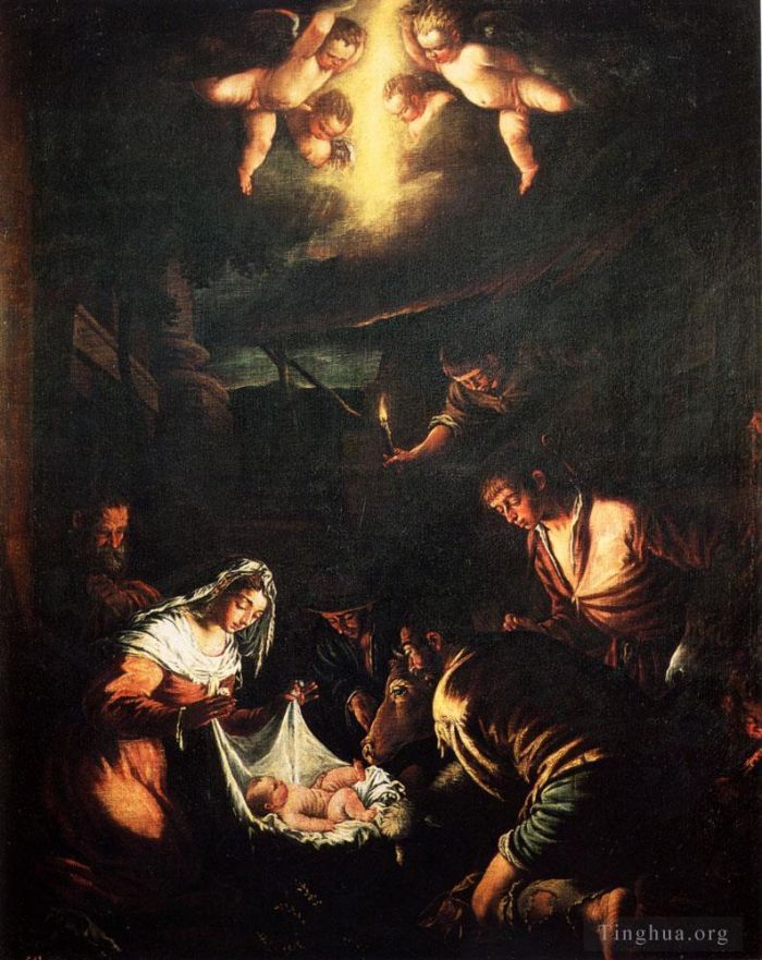 Jacopo dal Ponte Peinture à l'huile - L'adoration des bergers