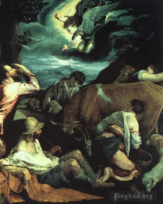 Jacopo dal Ponte Peinture à l'huile - L'Annonciation aux bergers