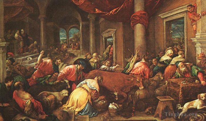 Jacopo dal Ponte Peinture à l'huile - La purification du temple
