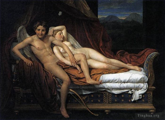 Jacques-Louis David Peinture à l'huile - Cupidon et Psyché