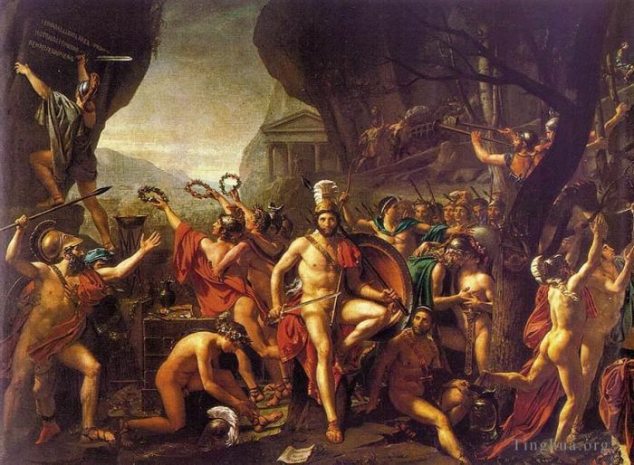 Jacques-Louis David Peinture à l'huile - Léonidas aux Thermopyles
