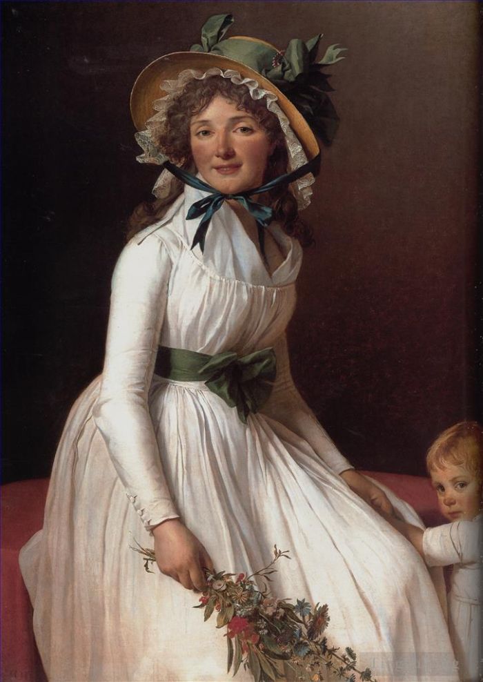 Jacques-Louis David Peinture à l'huile - Portrait d'Émilie Serizait et de son fils