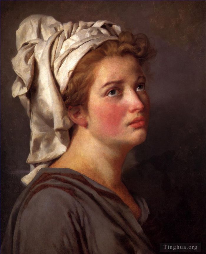 Jacques-Louis David Peinture à l'huile - Portrait d'une jeune femme au turban