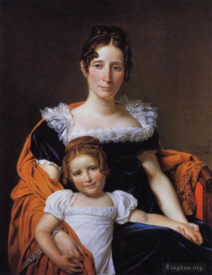 Jacques-Louis David Peinture à l'huile - Portrait de la Comtesse Vilain XIIII et de sa Fille
