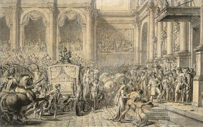 Jacques-Louis David Types de peintures - L'arrivée à l'Hôtel de Ville