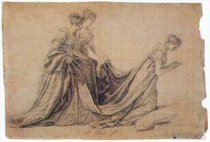 Jacques-Louis David œuvres - L'Impératrice Joséphine agenouillée avec Mme de la Rochefoucauld et Mme de la Val