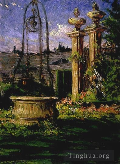 James Carroll Beckwith Peinture à l'huile - Dans les jardins de la Villa Palmieri